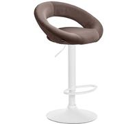 CLP Sgabello da Bar Olinda con Rivestimento in Velluto I Sgabello da Bar Regolabile in Altezza e Girevole I Sgabello da banco con Schienale e poggiapiedi, Colore:Marrone, Colore del Telaio:Bianco