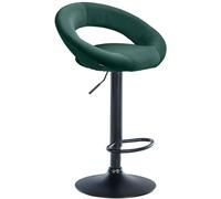 CLP Sgabello da Bar Olinda con Rivestimento in Velluto I Sgabello da Bar Regolabile in Altezza e Girevole I Sgabello da banco con Schienale e poggiapiedi, Colore:Verde, Colore del Telaio:Nero