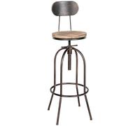 CLP Sgabello da Bar Pino I Sgabello da Bar Regolabile in Altezza con Sedile e Schienale in Legno I Sgabello da banco Regolabile in Altezza e Girevole, Colore:Bronzo