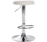 CLP Sgabello da Bar Ponte in Similpelle I Sedia Regolabile in Altezza, Colore:Bianco, Colore del Telaio:Cromo