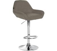 CLP Sgabello Bar Braga in Stoffa I Sedia Cucina con Schienale E Braccioli Regolabile in Altezza, Colore:Tortora, Colore del Telaio:Cromo