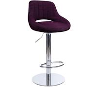 CLP Sgabello da bar regolabile in altezza con seduta imbottita e struttura in cromo extra stabile Milet, per cucina e bar, fino a 150 kg | Colore viola Materiale Tessuto