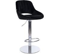 CLP Sgabello da bar regolabile in altezza con seduta imbottita e struttura in cromo extra stabile Milet, per cucina e bar, fino a 150 kg | Colore nero Materiale Velluto
