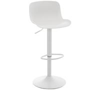 CLP Sgabello da Bar Seduta in plastica Almada I Sgabello da Bar Regolabile in Altezza I Girevole a 360° con Schienale e poggiapiedi, Colore:Bianco