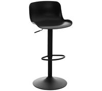 CLP Sgabello da Bar Seduta in plastica Almada I Sgabello da Bar Regolabile in Altezza I Girevole a 360° con Schienale e poggiapiedi, Colore:Nero