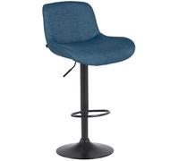CLP Sgabello da bar Solon nero I rivestimento in velluto o tessuto I sgabello da bar regolabile in altezza e girevole | Colore blu Materiale Tessuto