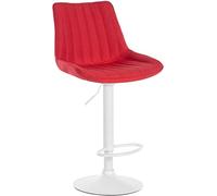 CLP Sgabello da bar Toni Fabric I Sgabello da bar regolabile in altezza con struttura in metallo I Sgabello da banco con poggiapiedi integrato, Colore:rosso, Colore del telaio:bianco