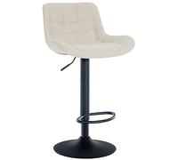 CLP Sgabello da bar Tover I Sgabello da banco regolabile in altezza I Sedia girevole a 360° con schienale per bancone e bar, Colore:crema, Materiale:Stoffa