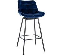 CLP Sgabello Da Bar Girevole Weston I Girevole A 90 Gradi Con Regolazione I Seduta Imbottita Con Motivo Trapuntato, Colore:blu, Materiale:Velluto