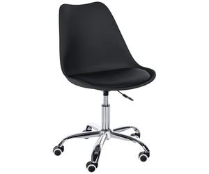 CLP Sgabello da lavoro Laflin I Sedile imbottito con rivestimento in similpelle I Su rotelle, regolabile in altezza e girevole, Colore:nero