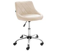 CLP Sgabello Da Lavoro Lazio In Similpelle I Con Ruote, Colore:crema, Materiale:Ecopelle