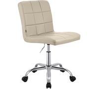 CLP Sgabello da lavoro regolabile con schienale e rotelle Darfield, sedia ergonomica girevole a 360°, sedia da estetista fino a 150 kg, Colore:crema, Materiale:Ecopelle