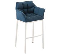 CLP - Sgabello DAMASO B con Telaio a 4 Gambe Nero, in Tessuto Blu Telaio Bianco Opaco
