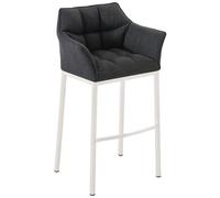 CLP - Sgabello DAMASO B con Telaio a 4 Gambe Nero, in Tessuto Grigio Scuro Telaio Bianco Opaco