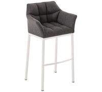 CLP - Sgabello DAMASO B con Telaio a 4 Gambe Nero, in Tessuto Grigio Titanio Telaio Bianco Opaco