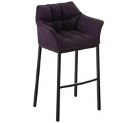 CLP - Sgabello DAMASO B con Telaio a 4 Gambe Nero, in Tessuto Viola Telaio Nero Opaco