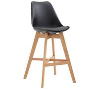 CLP - Sgabello Design Cannes in Similpelle E Polipropilene I Sgabello Bar Telaio in Legno di Quercia I Sedia Cucina con Poggiapiedi Nero Natura