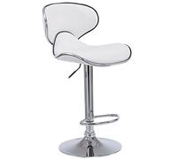 CLP Sgabello Design Cucina Las Vegas V2 In Similpelle Con Schienale I Sedia Alta Imbottita Girevole Regolabile 62-82 CM, Colore:bianco, Colore del telaio:cromo