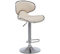 CLP Sgabello Design Cucina Las Vegas V2 In Similpelle Con Schienale I Sedia Alta Imbottita Girevole Regolabile 62-82 CM, Colore:crema, Colore del telaio:cromo