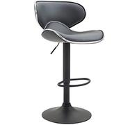 CLP Sgabello Design Cucina Las Vegas V2 In Similpelle Con Schienale I Sedia Alta Imbottita Girevole Regolabile 62-82 CM, Colore:grigio, Colore del telaio:nero