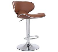 CLP Sgabello Design Cucina Las Vegas V2 In Similpelle Con Schienale I Sedia Alta Imbottita Girevole Regolabile 62-82 CM, Colore:marrone chiaro, Colore del telaio:cromo