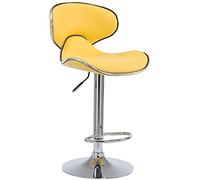 CLP Sgabello Design Cucina Las Vegas V2 In Similpelle Con Schienale I Sedia Alta Imbottita Girevole Regolabile 62-82 CM, Colore:giallo, Colore del telaio:cromo