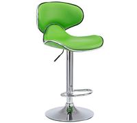 CLP Sgabello Design Cucina Las Vegas V2 In Similpelle Con Schienale I Sedia Alta Imbottita Girevole Regolabile 62-82 CM, Colore:verde, Colore del telaio:cromo