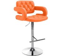 CLP Sgabello Design Dublin in Similpelle I Sgabello Bar Girevole E Regolabile 65-85CM I Sgabello Alto con Schienale E Braccioli, Colore:Arancione, Colore del Telaio:Cromo