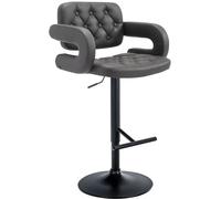 CLP Sgabello Design Dublin In Similpelle I Sgabello Bar Girevole E Regolabile 65-85CM I Sgabello Alto Con Schienale E Braccioli | Colore grigio Colore del telaio nero