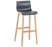 CLP - Sgabello Design Hoover in Polipropilene E Legno Naturale I Sgabello Alto Bancone, Alt. 77CM I Sedia Cucina per Penisola con Schienale Grigio