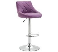 CLP Sgabello Design Imbottito Lazio in Similpelle I Sgabello Girevole con Poggiapiedi I Sedia Alta Cucina Regolabile 83-104 CM, Colore:Viola, Colore del Telaio:Cromo