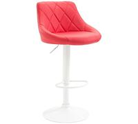 CLP Sgabello Design Imbottito Lazio in Similpelle I Sgabello Girevole con Poggiapiedi I Sedia Alta Cucina Regolabile 83-104 CM, Colore:Rosso, Colore del Telaio:Bianco