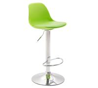 CLP Sgabello Design Kiel In Polipropilene E Similpelle I Sgabello Bar Cucina Imbottito Girevole E Regolabile, Colore:verde, Colore del telaio:cromo