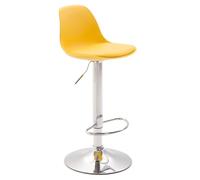 CLP Sgabello Design Kiel in Polipropilene E Similpelle I Sgabello Bar Cucina Imbottito Girevole E Regolabile, Colore:Giallo, Colore del Telaio:Cromo
