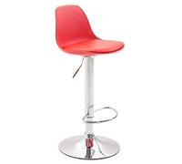 CLP Sgabello Design Kiel in Polipropilene E Similpelle I Sgabello Bar Cucina Imbottito Girevole E Regolabile, Colore:Rosso, Colore del Telaio:Cromo