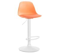 CLP Sgabello Design Kiel In Polipropilene E Similpelle I Sgabello Bar Cucina Imbottito Girevole E Regolabile, Colore:arancione, Colore del telaio:bianco
