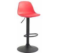 CLP Sgabello Design Kiel in Polipropilene E Similpelle I Sgabello Bar Cucina Imbottito Girevole E Regolabile, Colore:Rosso, Colore del Telaio:Nero