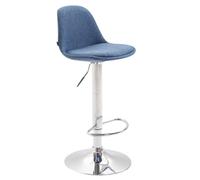 CLP Sgabello Design Kiel in Polipropilene E Tessuto I Sgabello Cucina Girevole Regolabile Imbottito, Colore:Blu, Colore del Telaio:Cromo