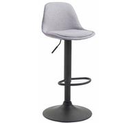 CLP Sgabello Design Kiel in Polipropilene E Tessuto I Sgabello Cucina Girevole Regolabile Imbottito, Colore:Grigio, Colore del Telaio:Nero