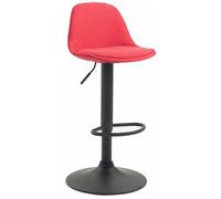 CLP Sgabello Design Kiel in Polipropilene E Tessuto I Sgabello Cucina Girevole Regolabile Imbottito, Colore:Rosso, Colore del Telaio:Nero