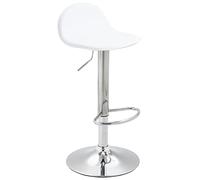 CLP Sgabello Design Lana V2 in Similpelle I Sedia Sgabello Cucina con Poggiapiedi E Schienale Girevole E Regolabile 58-79CM, Colore:Bianco, Colore del Telaio:Cromo