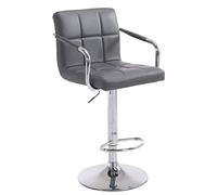CLP Sgabello Design Lucy In Similpelle I Sedia Sgabello Con Schienale Girevole E Regolabile 63-84 CM I Sedia Bar Con Braccioli | Colore grigio Colore del telaio cromo
