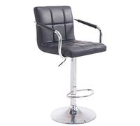 CLP Sgabello Design Lucy in Similpelle I Sedia Sgabello con Schienale Girevole E Regolabile 63-84 CM I Sedia Bar con Braccioli, Colore:Nero, Colore del Telaio:Cromo
