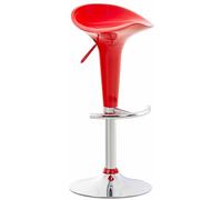 CLP Sgabello Design Saddle In Plastica I Sgabello Penisola Cucina Con Poggiapiedi I Sgabello Girevole Regolabile Alt. 60-81 CM, Colore:rosso