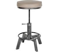 CLP Sgabello Destin in Ecopelle I Sgabello Imbottito Regolabile in Altezza I Sgabello Imbottito di Design Industriale, Colore:Antico Argento