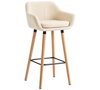 CLP Sgabello Bar Grant In Similpelle Sfoderabile I Sedia Alta Cucina Telaio In Legno Di Faggio I Sgabello Bancone, Colore:crema