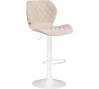 CLP Sgabello Imbottito Bar Cork in Stoffa E Metallo I Sedia Cucina Moderna E Trapunta I Sgabello Girevole 360° Alt. 58-79 CM, Colore:Crema, Colore del Telaio:Bianco