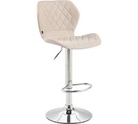 CLP Sgabello Imbottito Bar Cork in Stoffa E Metallo I Sedia Cucina Moderna E Trapunta I Sgabello Girevole 360° Alt. 58-79 CM, Colore:Crema, Colore del Telaio:Cromo