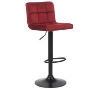 CLP Sgabello Imbottito da Bar in Velluto I Sedia da Isola Cucina Regolabile I Telaio in Metallo con Poggiapiedi, Colore:Rosso