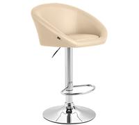 CLP Sgabello Imbottito Lounge Miami In Similpelle I Sgabello Poltroncina Con Schienale Girevole E Regolabile 62-82 CM, Colore:crema